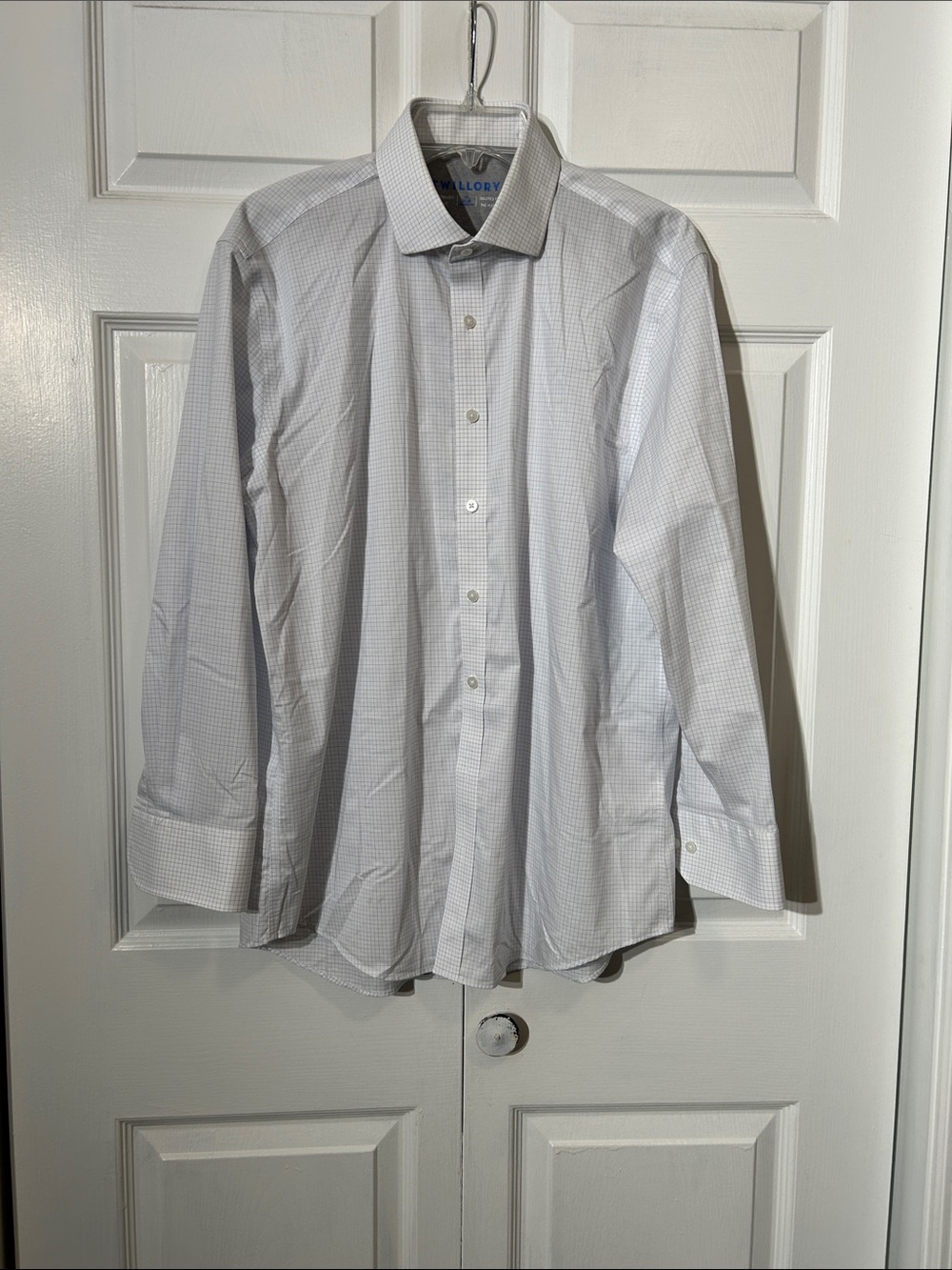 TWILLORY Tailored For The Hustle Light Blue Check Dress Shirt Size 17 - 32/33